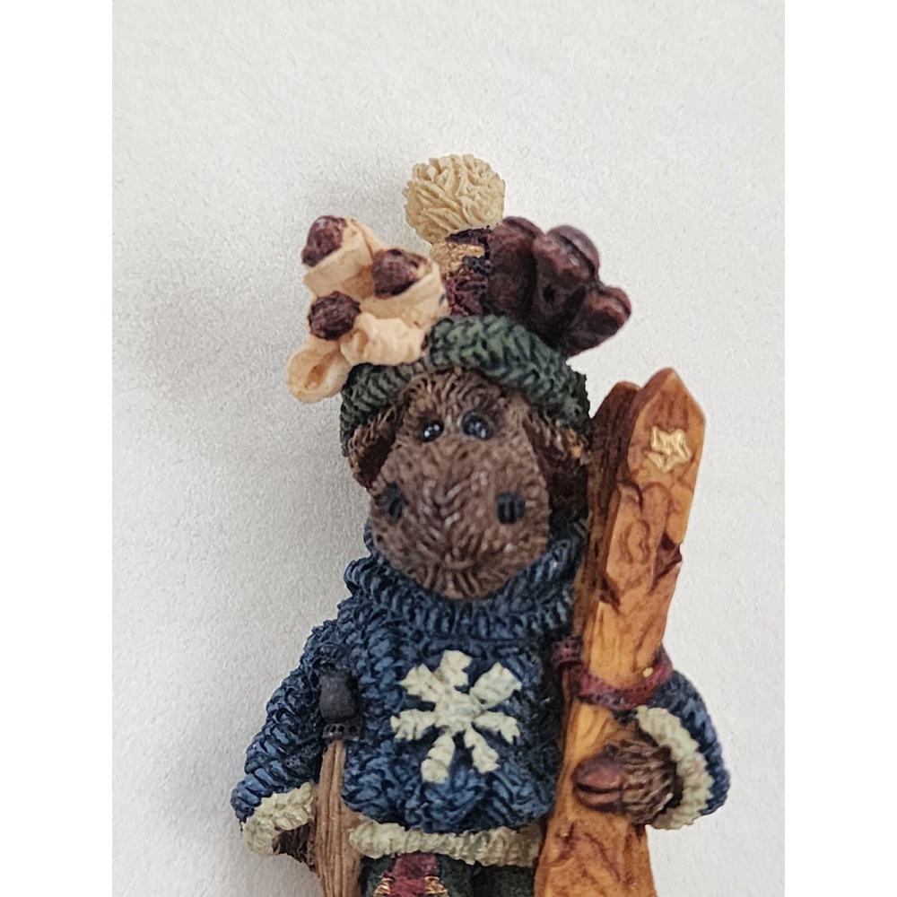 Vtg BOYDS BEARS & FRIENDS Egon The Skiier Ceramic Handmade Brooch Pin FREE $HIP! - Picture 2 of 4